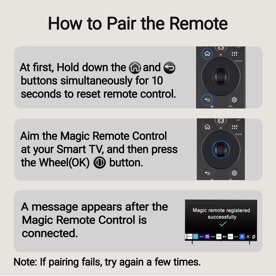 PINGEQUA Bluetooth-Sprachfernbedienung MR25GA in Schwarz, kompatibel mit LG Fernsehern der Modellreihe 2025 - Bild 3