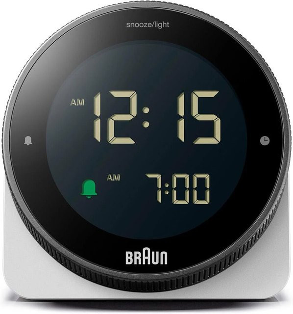 Braun BC24W Digitalwecker mit Touch-Funktion in Weiß oder Schwarz, B/T/H: 8,0 x 7,8 x 5,0 cm - Bild 1