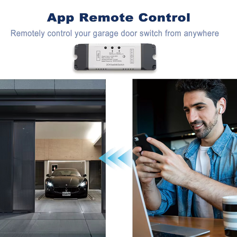 Scimagic-RC 2-Kanal EWeLink WIFI Schalter Relaismodul mit RF433-Controller und Trocktakt in Weiß - Bild 2