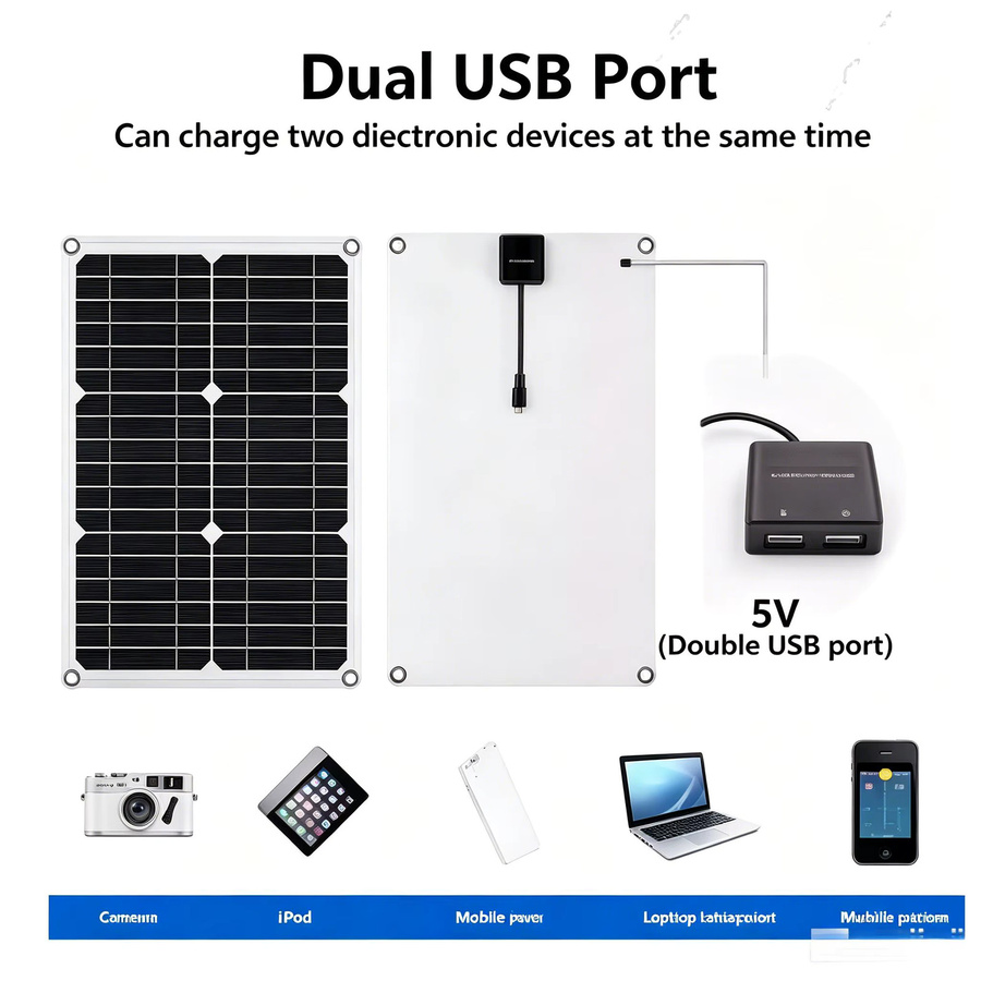 Tragbares 100A 12/24V Solarpanel-Set mit Laderegler in Schwarz für Auto, Wohnmobil, Boot und Heimgebrauch - Bild 2