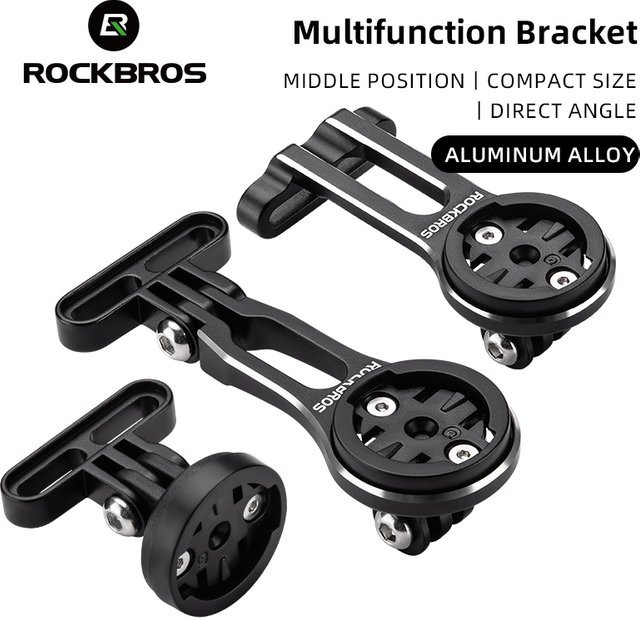 ROCKBROS Fahrradhalterung aus Aluminiumlegierung in Schwarz als Verlängerungshalter für Frontlicht und Fahrradcomputer wie Wahoo, Bryton oder Garmin - Bild 1