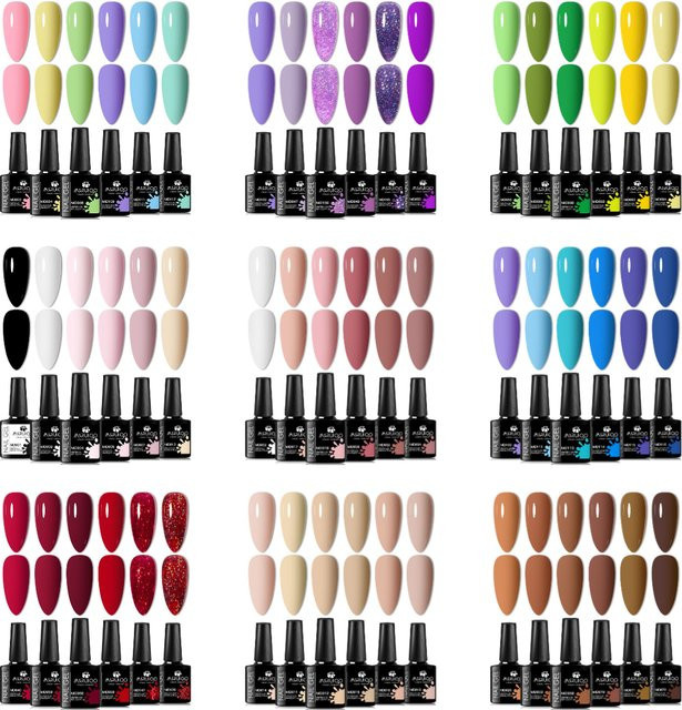 MSRUIOO Gel-Nagellack-Set, 6-teilig, Nude Pink Rot Glitzer, Schimmernd - Bild 1