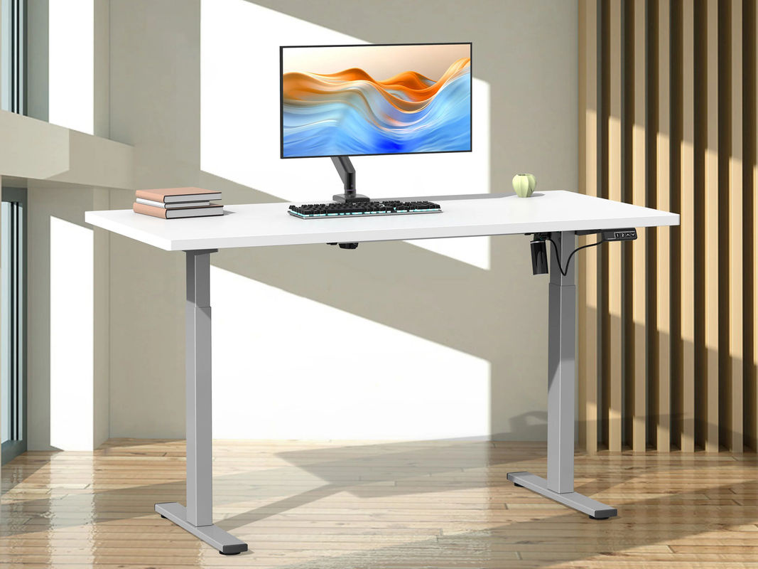 VCM Schreibtisch E-Lona höhenverstellbar mit Elektroantrieb, Weiß/Silber, B: 140 cm, T: 50 cm - Bild 2