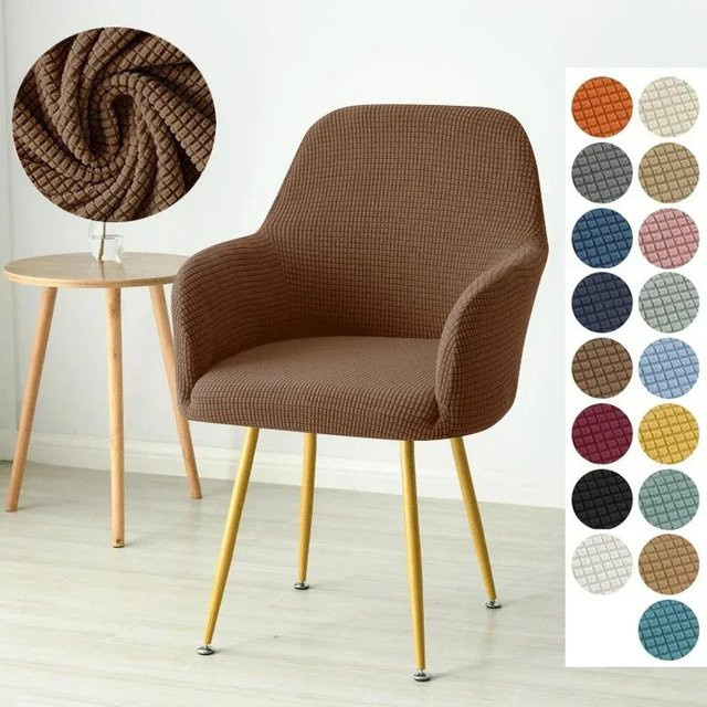 Yiran Furniture Stuhlhusse aus Stretch-Spandex und Polarfleece in Braun mit Armlehnenbezug - Bild 1