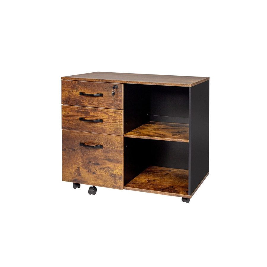 Relaxdays Rollcontainer aus Holzwerkstoff und Metall in Schwarz, abschließbar mit Rollen, B/T/H: 80 x 40 x 66 cm - Bild 2