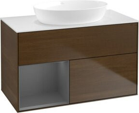 V&B Waschtischunterschrank Finion 100 Wandbeleuchtung in Anthrazit lackiert B/T/H: 100 x 50,1 x 50,1 cm - Bild 1