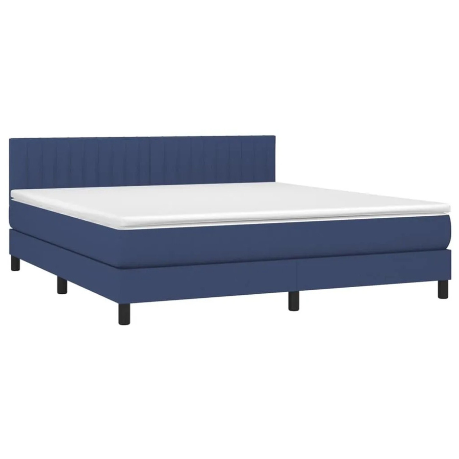 vidaXL Boxspringbett mit Matratze in Blau und Weiß, Hybrid-Bett mit LED-Unterbettbeleuchtung und USB-Ladeport, B/T/H: 160 x 200 x 78 cm - Bild 2