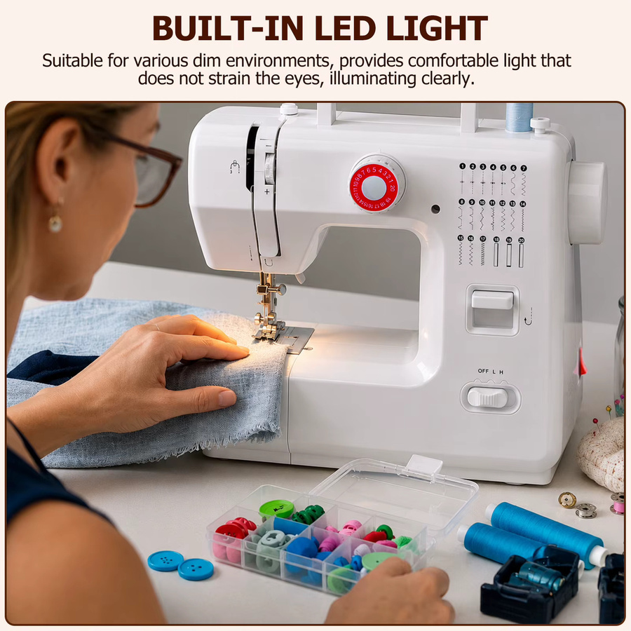 LetCartMaker 618 Elektrische Nähmaschine in Weiß mit 20 Stichen und umfangreichem 42-teiligem Nähset inklusive Patchwork-Zubehör und automatischem Spulmechanismus - Bild 7