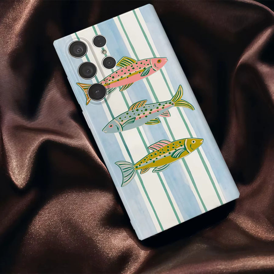 Potdemiel Handyhülle mit dreifarbigem Fisch-Streifen-Design für Samsung Galaxy S25 S24 S23 Ultra Plus A35 A55 in Multicolour Glossy HD Hard Cover - Bild 5