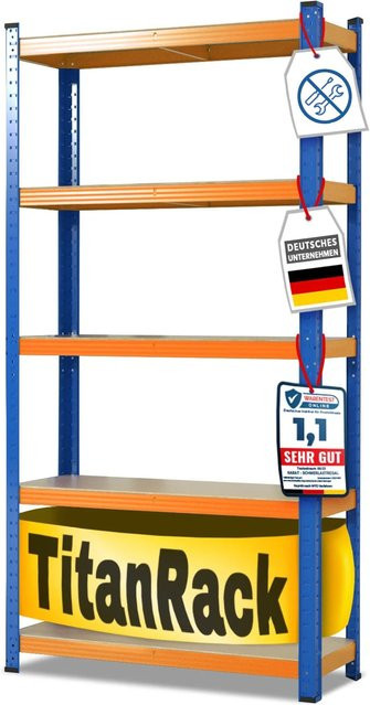 karatcommercial Schwerlastregal Grizzly Blau-Orange H: 220 cm, B: 90 cm, T: 45 cm - Bild 1