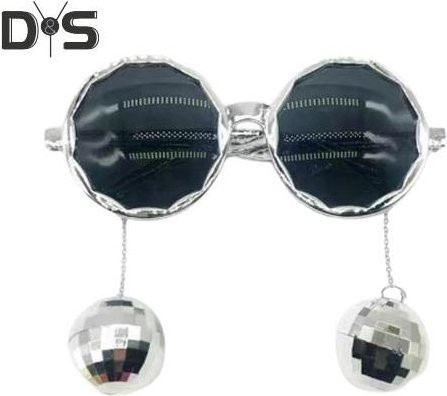 Sonnenbrille Discokugel-Brille, Kunststoff, Vollrand, hexagonal, silber, Unisex - Bild 1