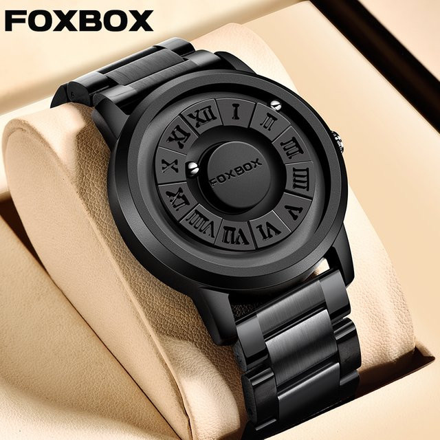 FOXBOX Armbanduhr Edelstahl, Quarz, Schwarz, Herren - Bild 1