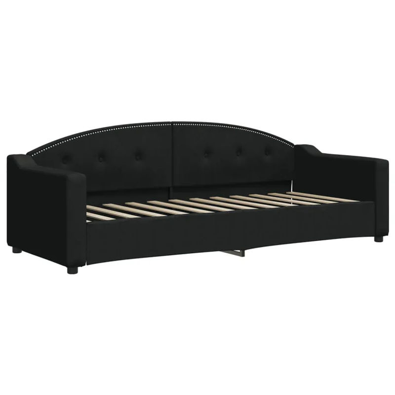 Vidaxl Ausziehbare Liege mit Matratze in Schwarz aus Stoff und Holz/Metall, B: 80 cm, L: 200 cm - Bild 4