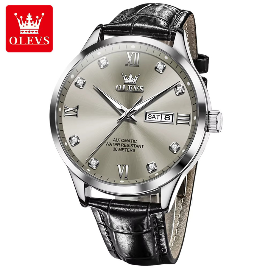 OLEVS Armbanduhr Automatik, Leder, Weiß, Herren - Bild 2