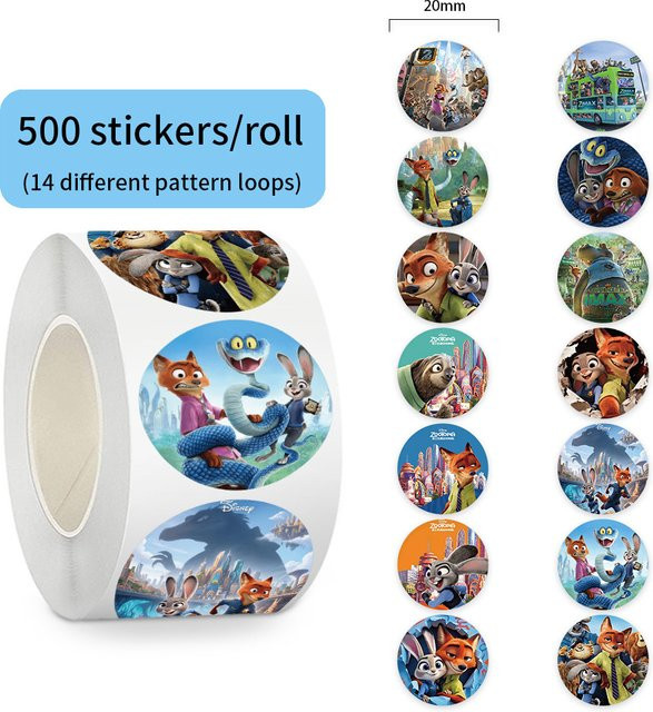 500 Stück Disney Zootopia Kawaii Cartoon Siegelaufkleber in Multicolour für DIY Notebook und Laptop Dekoration - Bild 1