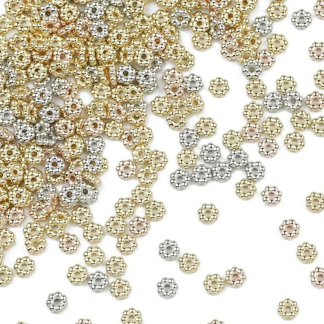 wlyees Perlen Schneeflocken Blume Spacer, Gold Farbe, 6 mm - Bild 1
