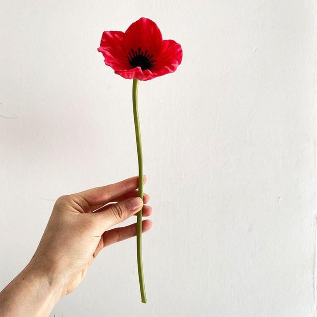 Vinde Home Handgefertigte künstliche Mohnblumen in Rot mit realistischer Haptik aus PU, Höhe: 29 cm - Bild 1