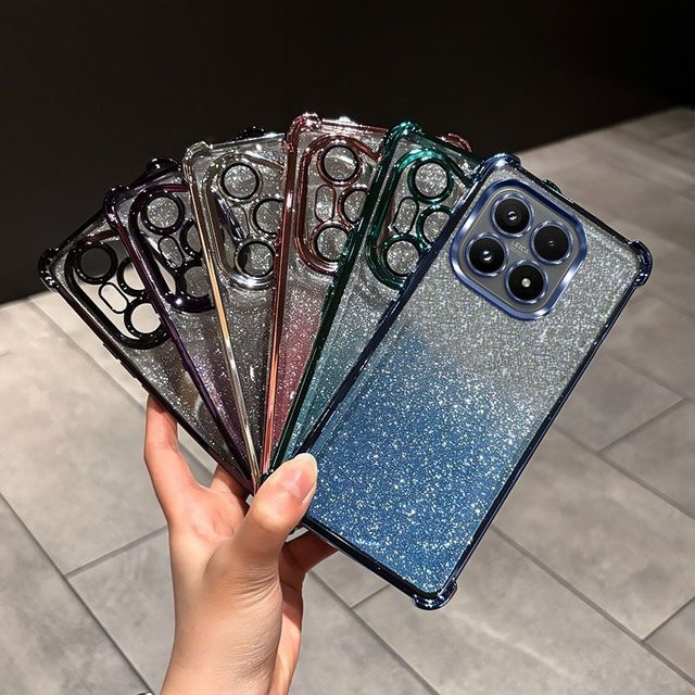 Luxuriöse transparente Handyhülle mit Glitzer-Plattierung für Motorola Edge Serie in Schwarz - Bild 1
