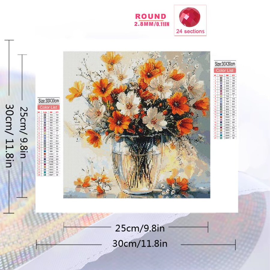 Momoart Diamant-Malerei Blumen-Vase DIY Acryl-Bastelset mit floralem Motiv in Multicolour, B/H: 20 x 20 cm - Bild 2
