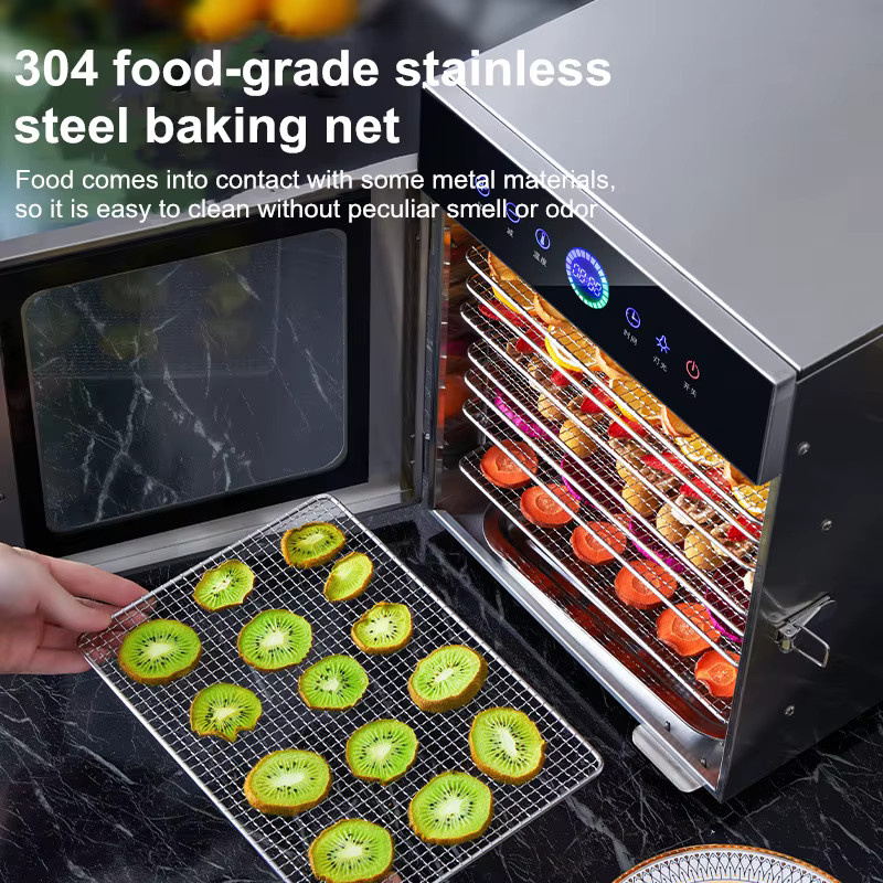 SUSWEETLIFE 8-stufiger Dörrapparat aus Edelstahl in Silber/Grau mit digitalem Thermostat für Jerky, Früchte und Kräuter - Bild 3