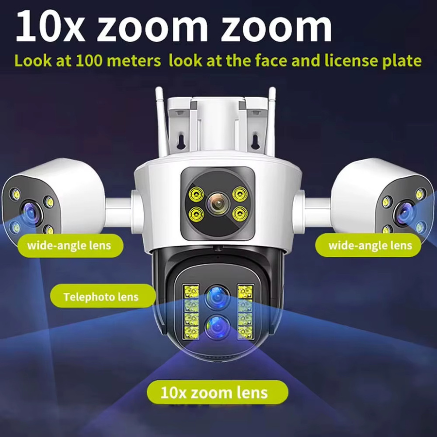 Sherway 6K Outdoor WLAN-Sicherheitskamera mit 15MP Drei-Linsen-Technologie, PTZ-Funktion, 10-fach Zoom und KI-gestützter automatischer Erkennung und Verfolgung in Weiß - Bild 3