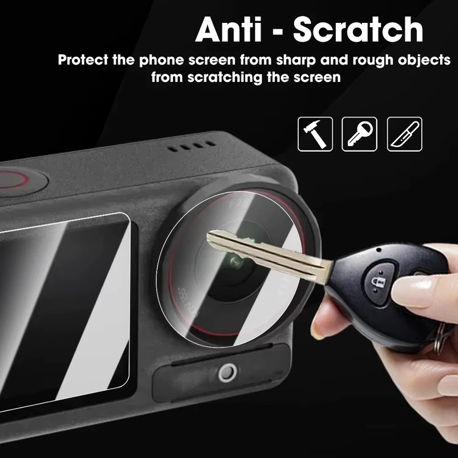 DJI Osmo Action 5 Pro und Action 4 Zubehör-Set mit Displayschutzfolie aus gehärtetem Glas und Objektivabdeckkappe in Transparent - Bild 3