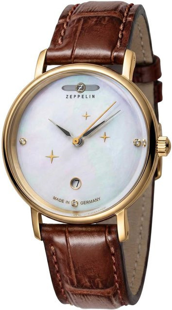 Zeppelin Armbanduhr, Quarz, Edelstahl, Leder, 36 mm, Damen - Bild 1