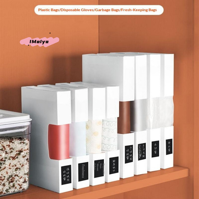 M-Kitchen Faltbare Aufbewahrungsbox für Frischhaltebeutel und Müllbeutel in Weiß - Bild 1