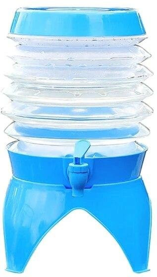 Binchi Outdoor-Wasserbehälter für Camping, tragbarer und zusammenklappbarer Wassereimer mit Wasserhahn, Blau, 5,5 l - Bild 1