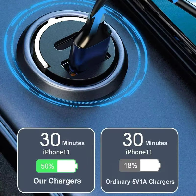 100W QC3.0 PD Autoladegerät mit 2 USB-C Ports für 12-24V Zigarettenanzünder, Schnellladegerät in Schwarz - Bild 4