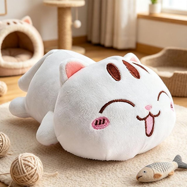 Yiran toy Kawaii Liegende Katze Plüschtier, 20cm, ab 3 Jahre - Bild 1