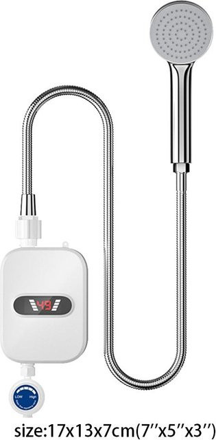 GoGirls Elektrischer Mini-Sofortwassererhitzer für Dusche und Badezimmer, 3500W, Weiß - Bild 1