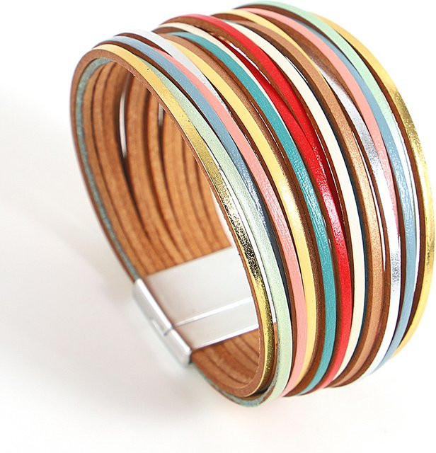 ALLYES Armband, Leder, Bunt, Boho, Unisex - Bild 1