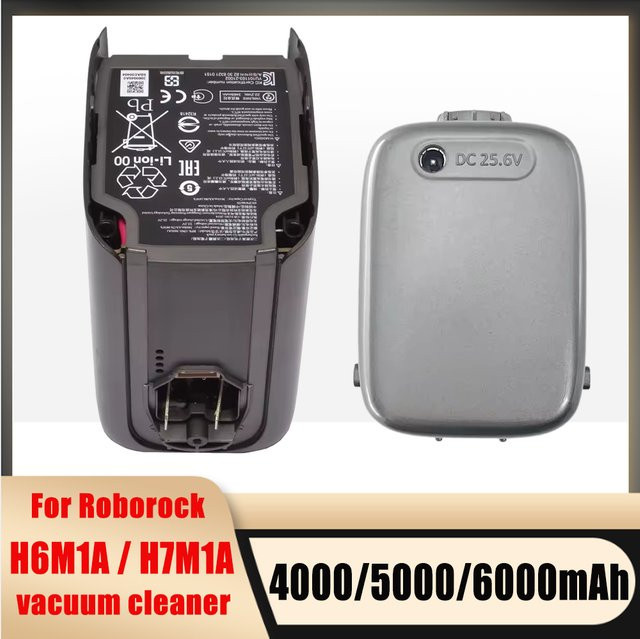 Roborock Hochleistungs-Lithium-Akku 6000mAh für H6 und H7 Staubsauger, Modell H6M1A und H7M1A, 22,2V, Grau - Bild 1