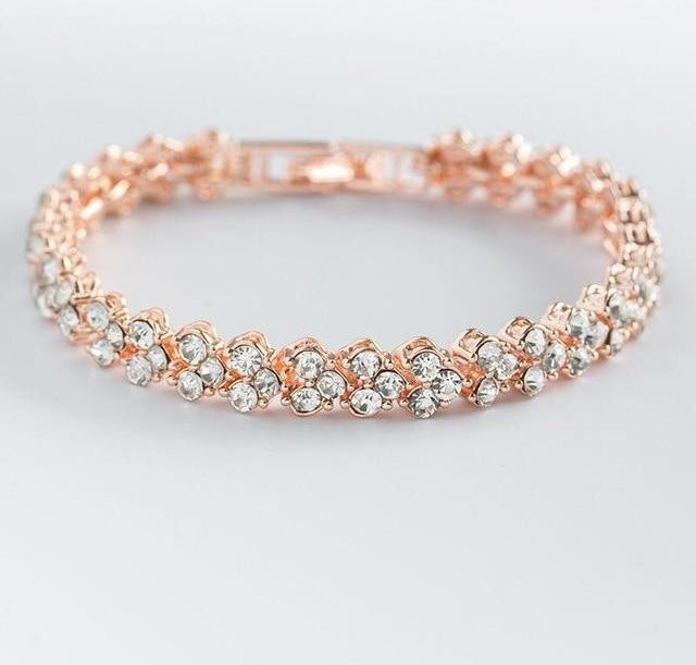 YIRAN Jewelry Armband, Edelstahl, Roségold, Kristall, Herz, Damen - Bild 1