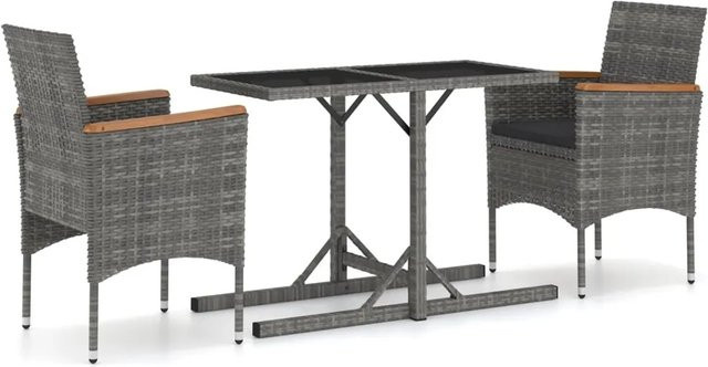 vidaXL 3-tlg Garten-Essgruppe Modell 31 in Grau und Anthrazit - Bild 1