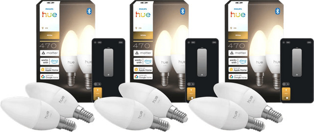 Philips Hue LED Kerzenlampe White E14 6er-Pack dimmbar mit Bluetooth - Bild 1