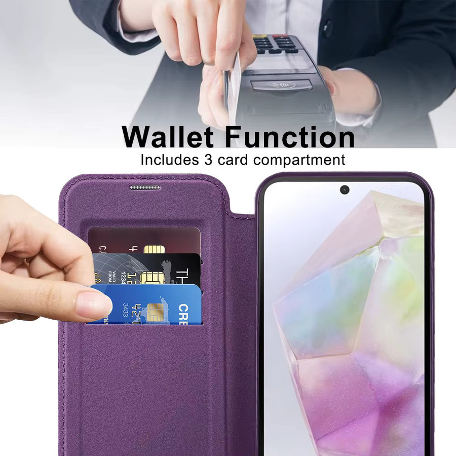 Flip Case für Samsung Galaxy A15 A16 A17 A35 A36 A55 A05 A05S A06 A07 A56 A26 4G 5G mit Kartenfächern und Wireless Charging Unterstützung in Pink - Bild 3