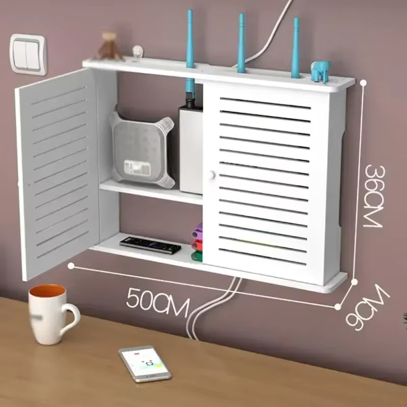 luxuglow Router-Aufbewahrungsbox Weiß zur Wandmontage als WLAN- und Kabelorganizer für das Wohnzimmer - Bild 2