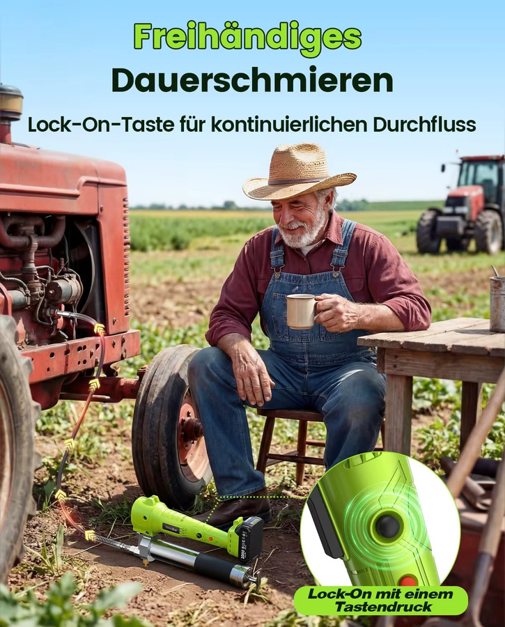 Taskstar Elektrisches Fettpresse-Set in Grün, 10000 PSI, kabelloser Ölinjektor mit 1 m flexiblem Schlauch, kompatibel mit Makita 18 V Akku - Bild 3