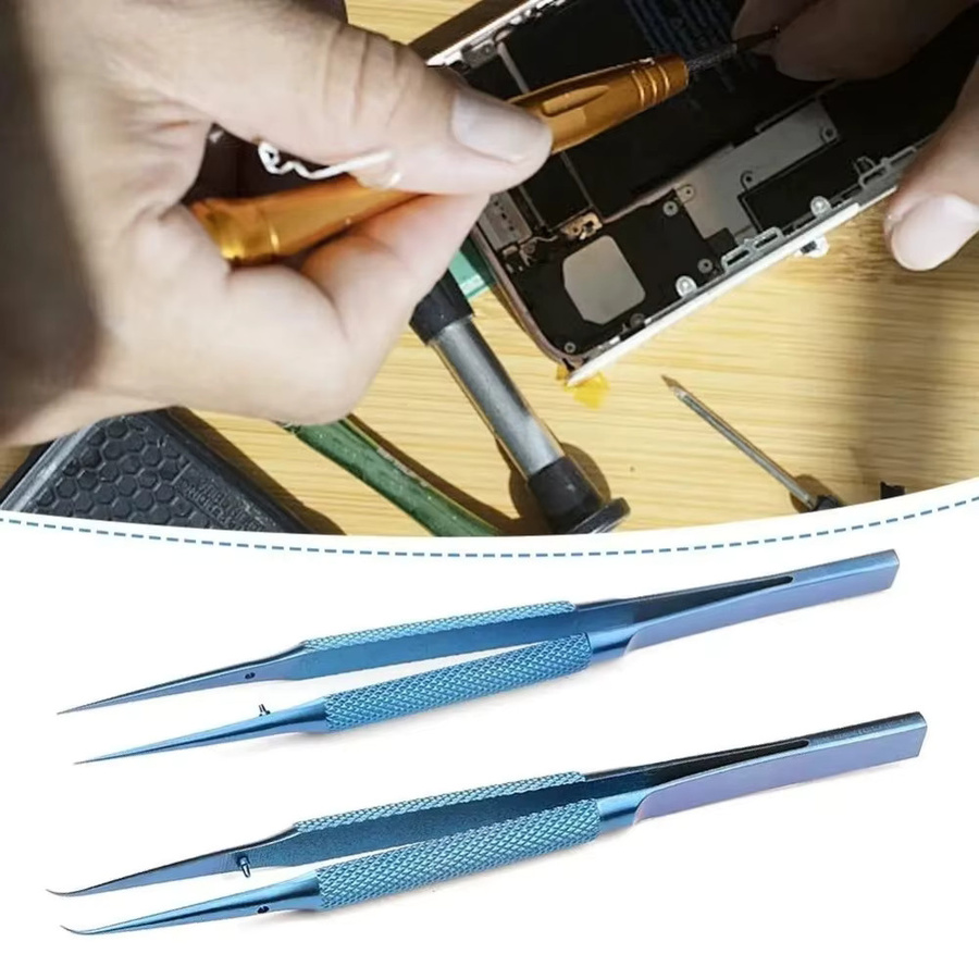Antimagnetische Präzisionspinzette aus blauer Titanlegierung für die professionelle Elektronikreparatur - Bild 3