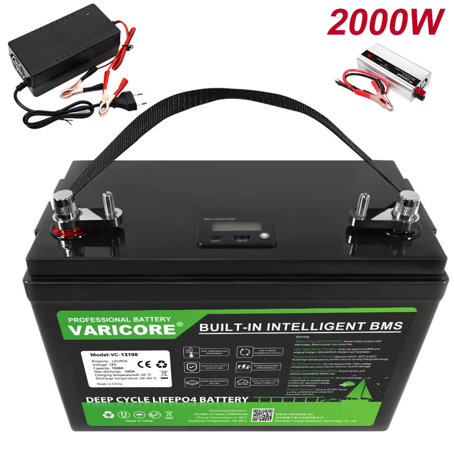 VariCore LiFePO4 Batteriepack 12,8V 100Ah mit 4-Saiten-BMS in Schwarz für Wohnmobile, Golfcarts und Solar- sowie Windenergieanlagen - Bild 7