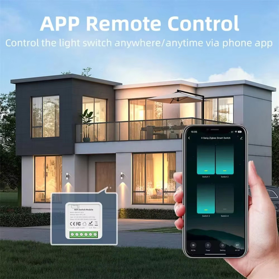 Smart Home Automatisierungsmodul Mini WiFi/Zigbee 3.0 Schalter mit 2-Wege-Steuerung in Weiß, kompatibel mit Tuya Alexa und Google Home - Bild 4
