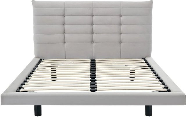 Vente-unique Bettrahmen Nisatio, gepolstert in Grau, Samt, B/T/H: 140 x 190 cm - Bild 1