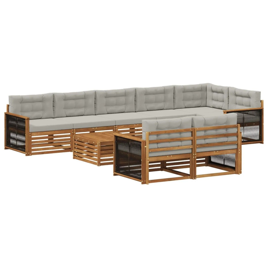 vidaXL Outdoor-Sofagarnitur aus Akazienholz mit 9 Kissen in modernem Design - Bild 2