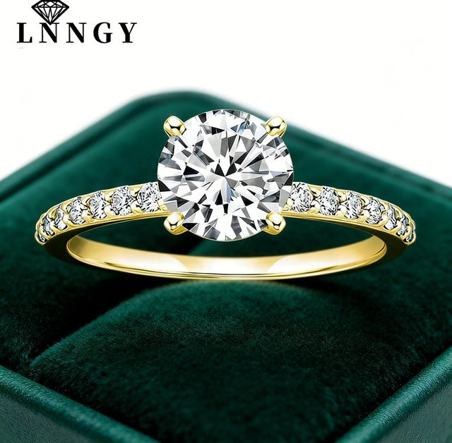 Lnngy Solitärring, Moissanit, 14 Karat Gold gefüllt, Damen - Bild 1