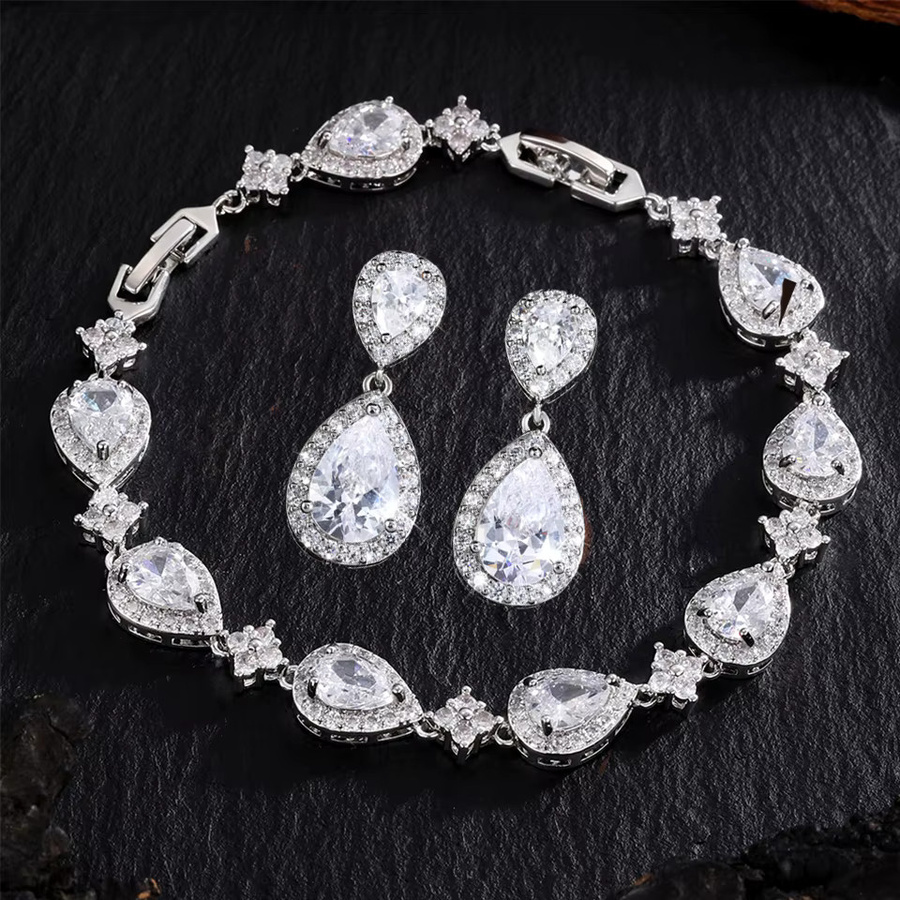 ZAKOL Schmuck-Set, Armband und Ohrringe, Silber, Weißgold, Zirkonia, Damen - Bild 1