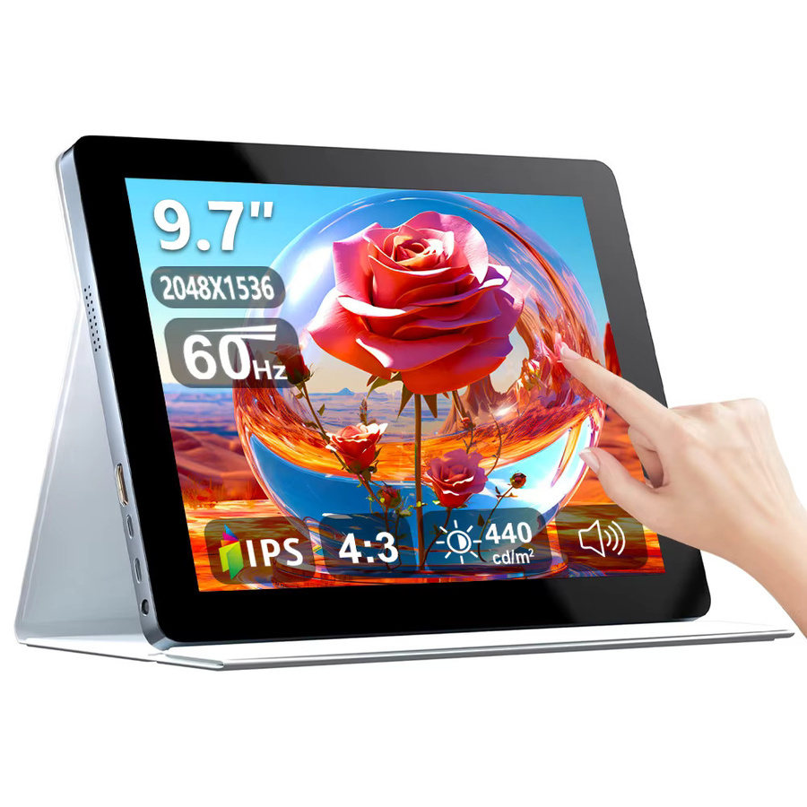 Pisichen Tragbarer 9,7 Zoll Touchscreen Monitor mit 2K LED IPS Display in Schwarz für Raspberry Pi, Xbox, PS4/5, Switch und Windows PC - Bild 6