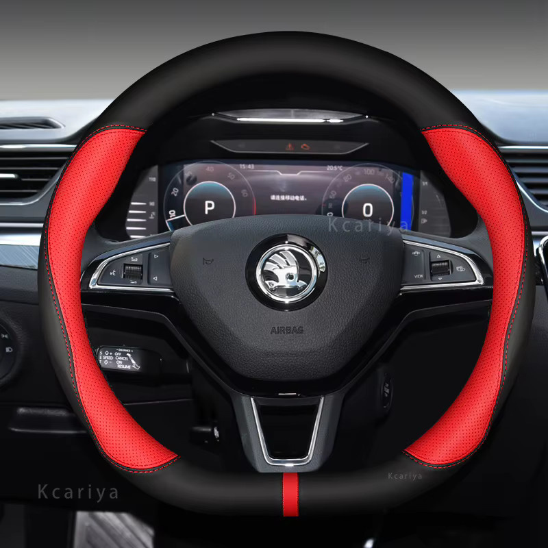 Auto-Lenkradbezug aus Wildleder und Leder für Skoda VRS Modelle wie Octavia, Karoq, Superb und Fabia - Bild 1