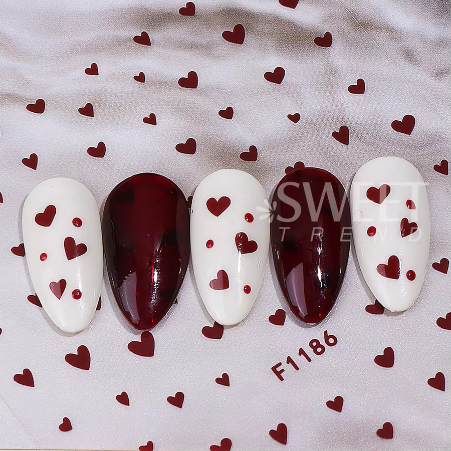 SWEET TREND Nagelaufkleber Herz, Rosa Rot Pfirsich, 6 Stück, Glänzend - Bild 2